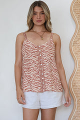 Caty Top - Adjustable Strap Buttoned Down Cami in Chiara Print