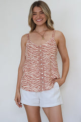 Caty Top - Adjustable Strap Buttoned Down Cami in Chiara Print