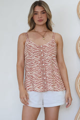 Caty Top - Adjustable Strap Buttoned Down Cami in Chiara Print