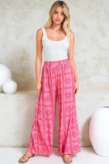 Channing Pants - High Waisted Wide-Leg Pants with Pockets in Astra Print Pink