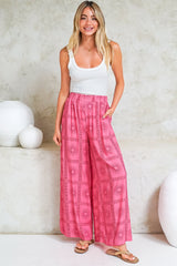 Channing Pants - High Waisted Wide-Leg Pants with Pockets in Astra Print Pink