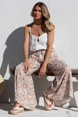 Charli Pants - Paper Bag High Waisted Wide Leg Pants in Akira Print