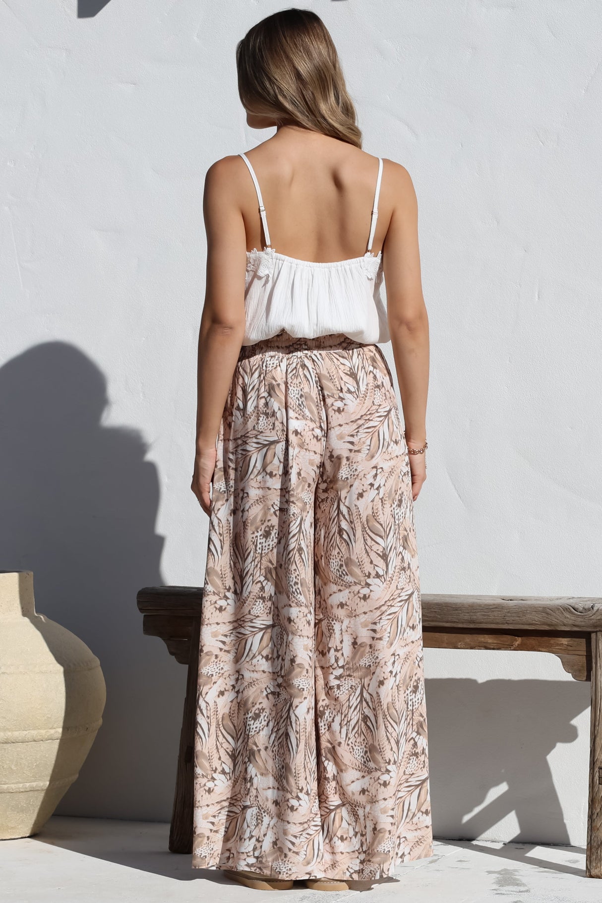 Charli Pants - Paper Bag High Waisted Wide Leg Pants in Akira Print