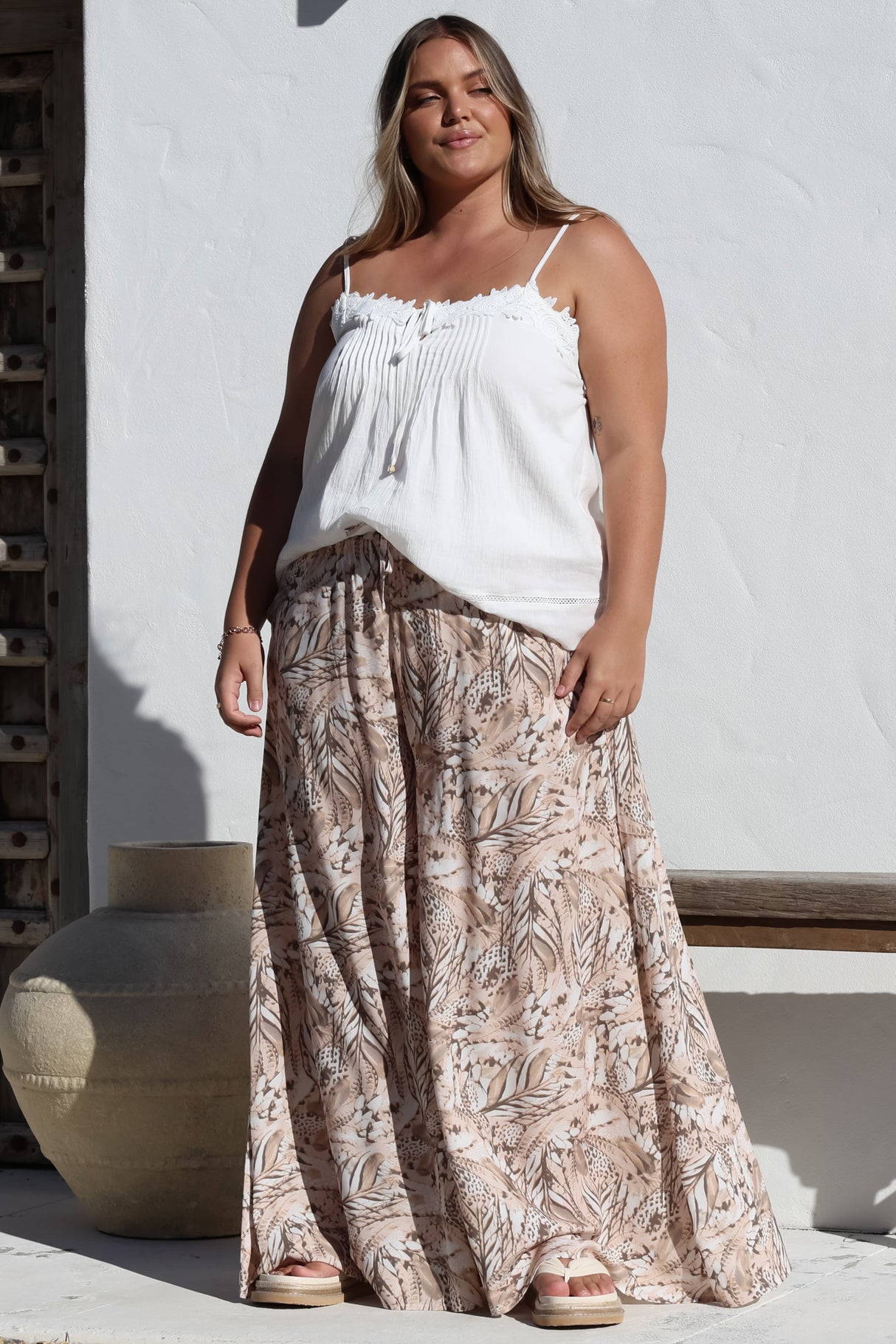Charli Pants - Paper Bag High Waisted Wide Leg Pants in Akira Print