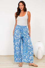 Charli Pants - Paper Bag High Waisted Wide Leg Pants in Alix Print