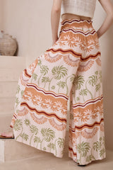 Charli Pants -  Paper Bag High Waisted Wide Leg Pants in Amery Print