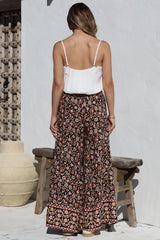 Charli Pants -  Paper Bag High Waisted Wide Leg Pants in Amirah Print