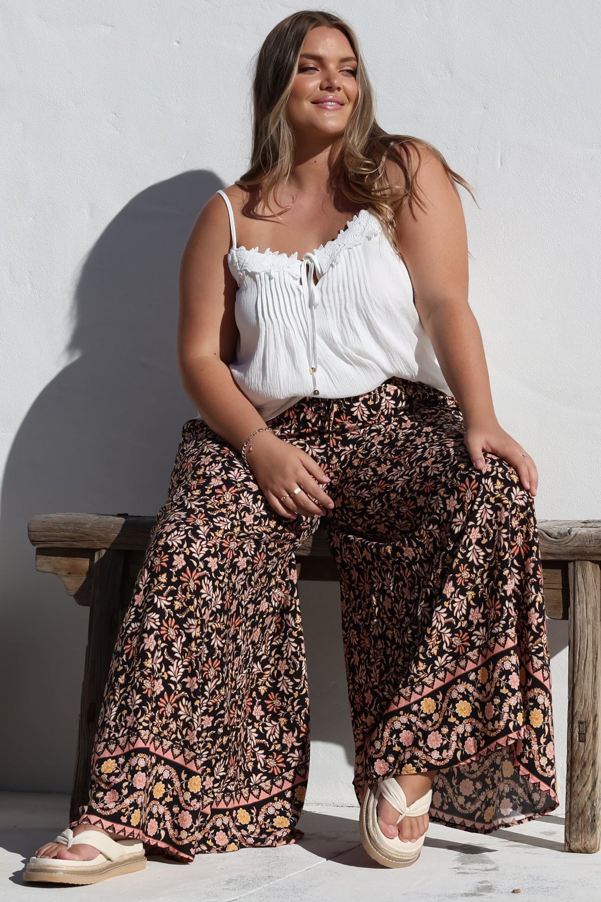 Charli Pants -  Paper Bag High Waisted Wide Leg Pants in Amirah Print