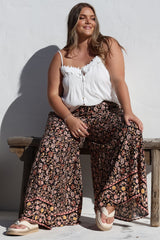 Charli Pants -  Paper Bag High Waisted Wide Leg Pants in Amirah Print