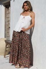 Charli Pants -  Paper Bag High Waisted Wide Leg Pants in Amirah Print