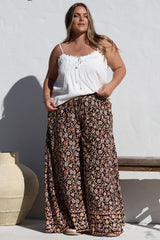 Charli Pants -  Paper Bag High Waisted Wide Leg Pants in Amirah Print