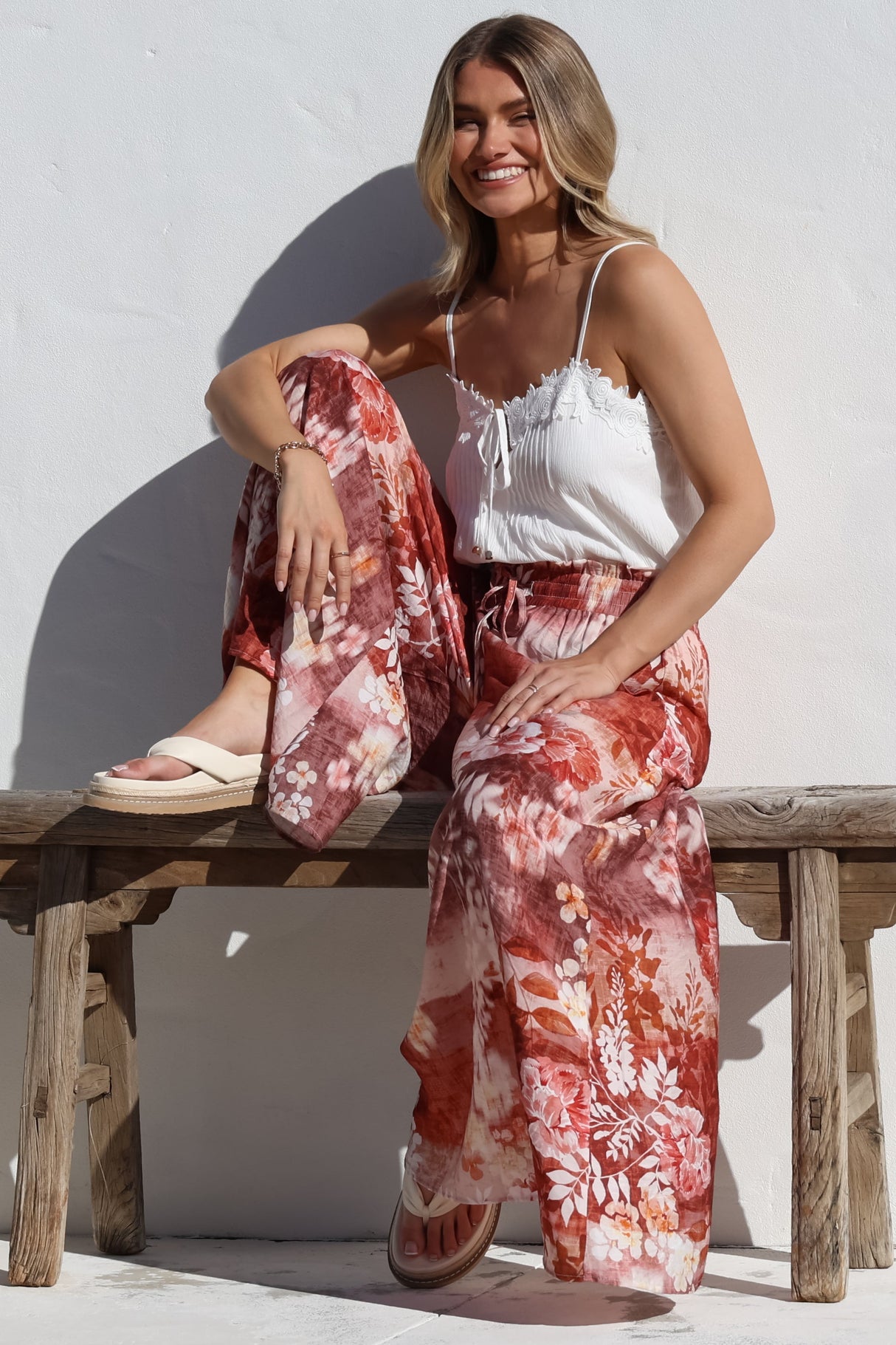 Charli Pants -  Paper Bag High Waisted Wide Leg Pants in Ashara Print