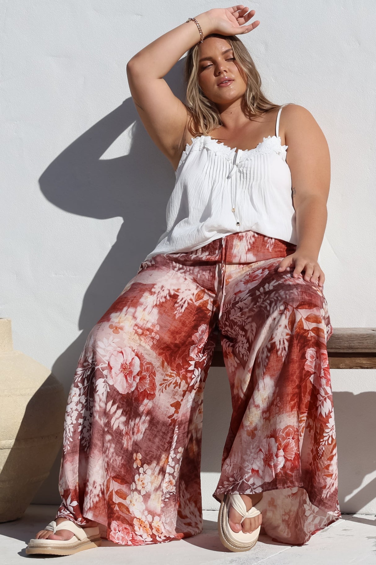 Charli Pants -  Paper Bag High Waisted Wide Leg Pants in Ashara Print