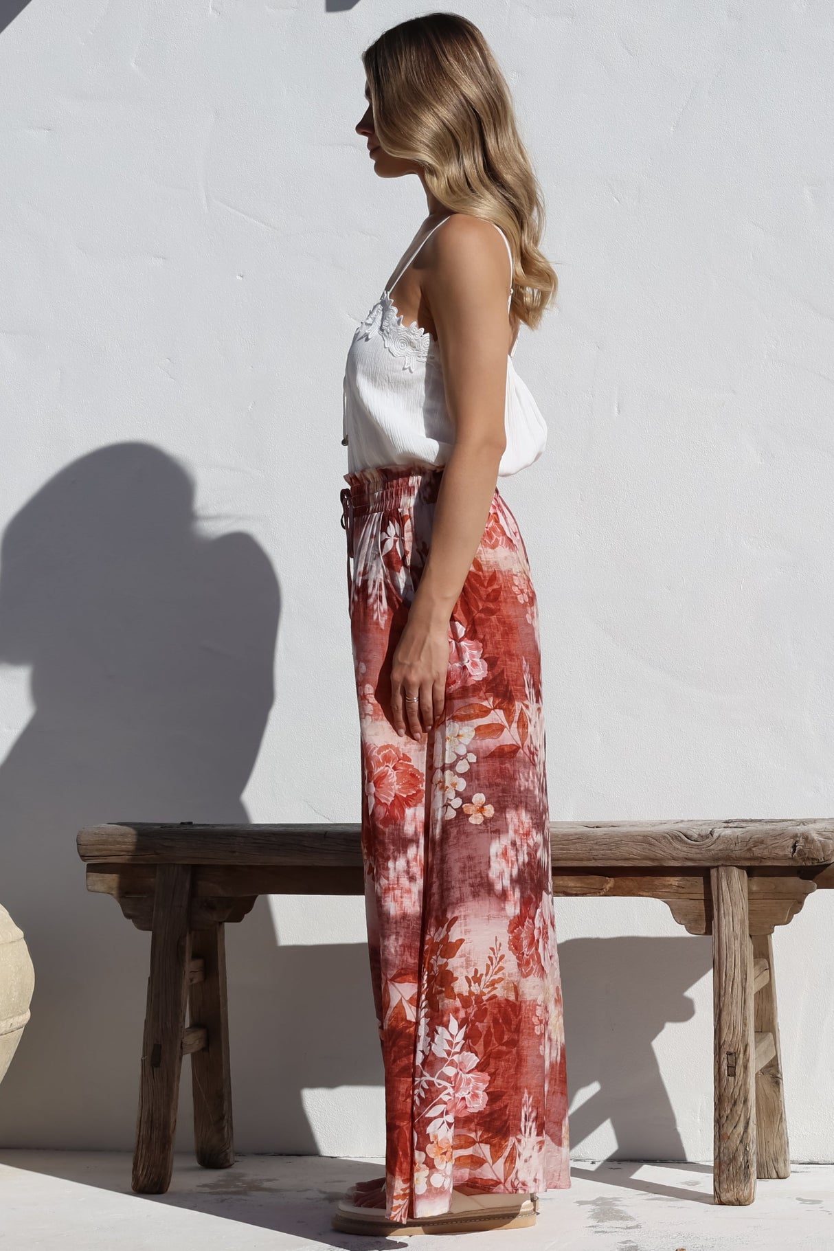 Charli Pants -  Paper Bag High Waisted Wide Leg Pants in Ashara Print
