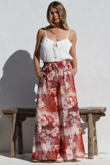 Charli Pants -  Paper Bag High Waisted Wide Leg Pants in Ashara Print