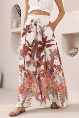 Charli Pants - Paper Bag High Waisted Wide Leg Pants in Azriel Print