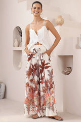 Charli Pants - Paper Bag High Waisted Wide Leg Pants in Azriel Print