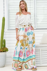 Charli Pants - Paper Bag High Waisted Wide Leg Pants in Bassena Print