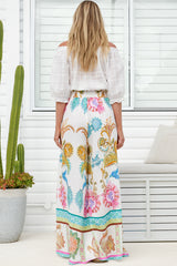Charli Pants - Paper Bag High Waisted Wide Leg Pants in Bassena Print