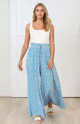 Charli Pants -  Paper Bag High Waisted Wide Leg Pants in Dory Print
