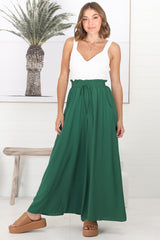 Charli Pants - Paper Bag High Waisted Wide Leg Pants in Emerald