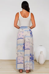 Charli Pants - Paper Bag High Waisted Wide Leg Pants in Evelon Print