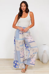 Charli Pants - Paper Bag High Waisted Wide Leg Pants in Evelon Print