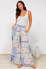 Charli Pants - Paper Bag High Waisted Wide Leg Pants in Evelon Print