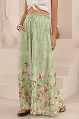 Charli Pants - Paper Bag High Waisted Wide Leg Pants in Ferngully Print