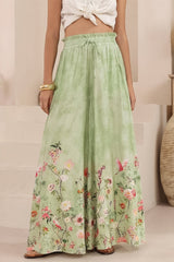 Charli Pants - Paper Bag High Waisted Wide Leg Pants in Ferngully Print