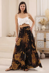 Charli Pants -  Paper Bag High Waisted Wide Leg Pants in Goldie Print