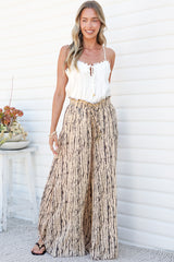 Charli Pants - Paper Bag High Waisted Wide Leg Pants in Gravitas Print