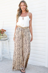 Charli Pants - Paper Bag High Waisted Wide Leg Pants in Gravitas Print