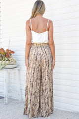 Charli Pants - Paper Bag High Waisted Wide Leg Pants in Gravitas Print