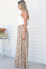 Charli Pants - Paper Bag High Waisted Wide Leg Pants in Gravitas Print