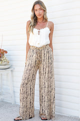 Charli Pants - Paper Bag High Waisted Wide Leg Pants in Gravitas Print