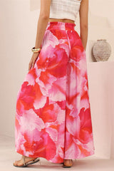 Charli Pants -  Paper Bag High Waisted Wide Leg Pants in Greta Print