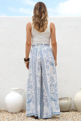 Charli Pants -  Paper Bag High Waisted Wide Leg Pants in Josie Print