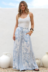 Charli Pants -  Paper Bag High Waisted Wide Leg Pants in Josie Print