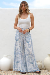 Charli Pants -  Paper Bag High Waisted Wide Leg Pants in Josie Print