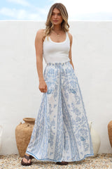 Charli Pants -  Paper Bag High Waisted Wide Leg Pants in Josie Print