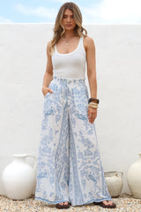 Charli Pants -  Paper Bag High Waisted Wide Leg Pants in Josie Print