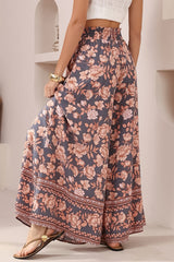 Charli Pants -  Paper Bag High Waisted Wide Leg Pants in Leandra Print