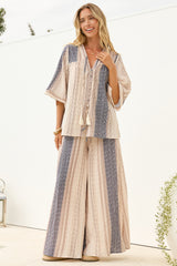 Charli Pants - Paper Bag High Waisted Wide Leg Pants in Millaray Print