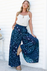 Charli Pants - Paper Bag High Waisted Wide Leg Pants in Noelle Print