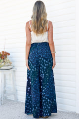 Charli Pants - Paper Bag High Waisted Wide Leg Pants in Noelle Print