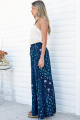 Charli Pants - Paper Bag High Waisted Wide Leg Pants in Noelle Print