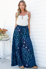Charli Pants - Paper Bag High Waisted Wide Leg Pants in Noelle Print