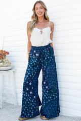 Charli Pants - Paper Bag High Waisted Wide Leg Pants in Noelle Print
