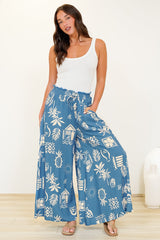 Charli Pants - Paper Bag High Waisted Wide Leg Pants in Quanda Print